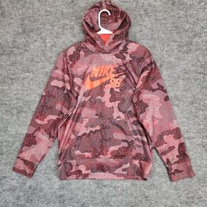 Nike SB Therma-FIT Hoodie Kids XL (13-15 Yrs) Red Black Spider Camo Sweatshirt‎
